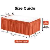 Orange Plastic Table Skirt | 6 Pack